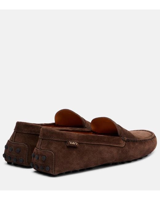 Tod's Brown Mokassins Gommino Aus Veloursleder