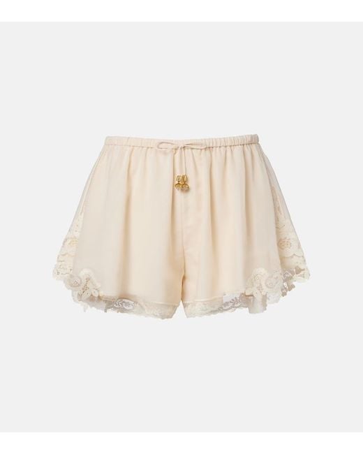 Zimmermann Natural Awaken Lace-Trimmed Cotton And Silk Shorts