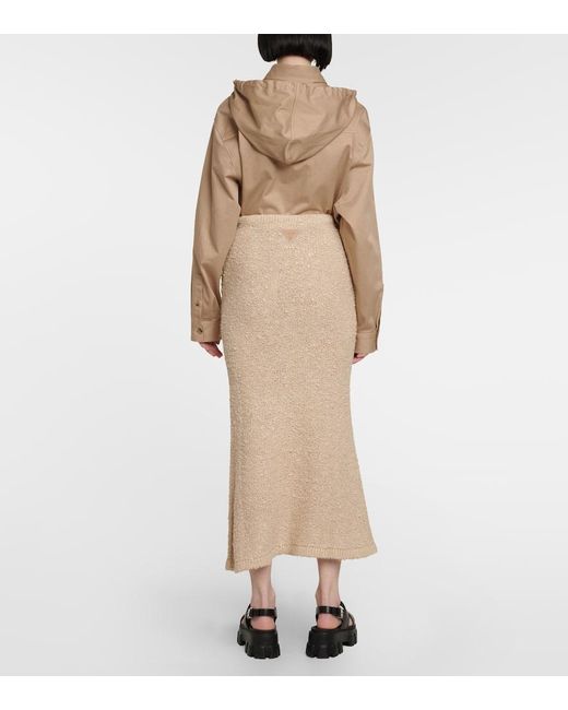 Prada Natural High-Rise Silk Midi Skirt