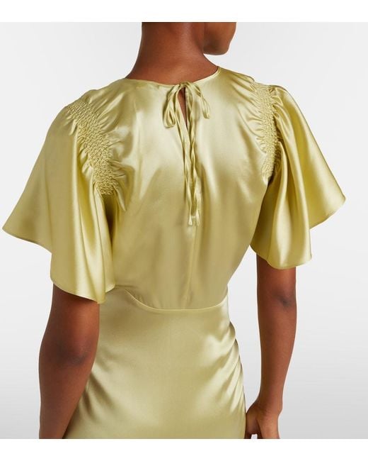 Veronica Beard Metallic Huntleigh Ruched Silk-Blend Satin Gown