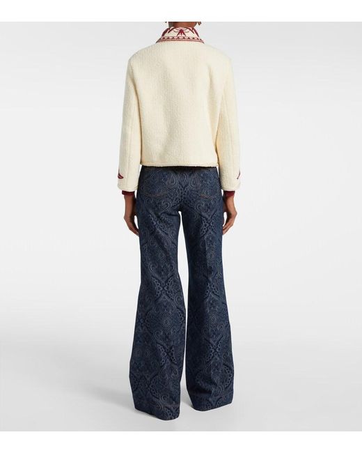 Etro Natural Embroidered Wool Boucle Jacket