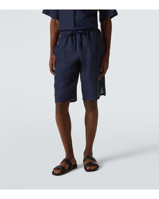 Dolce & Gabbana Blue Linen Bermuda Shorts for men
