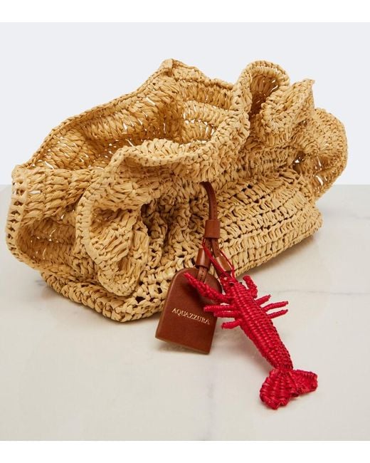 Aquazzura Natural Paradise Raffia Clutch