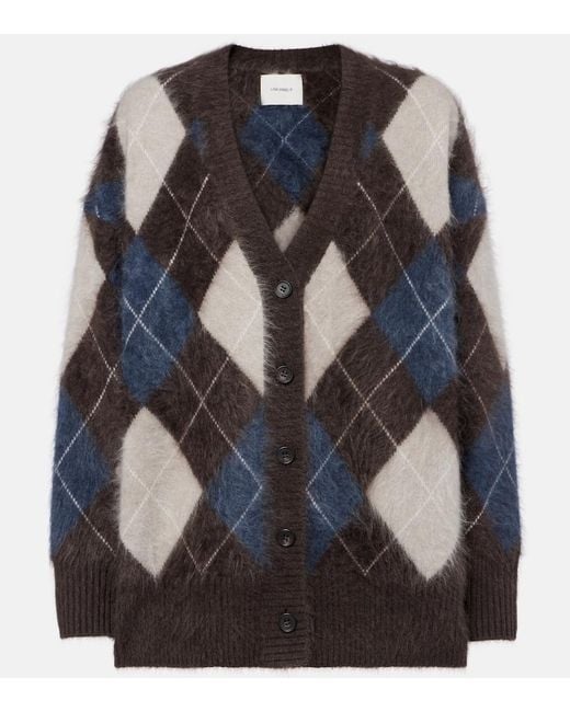 Lisa Yang Black Elaria Argyle Cashmere Cardigan