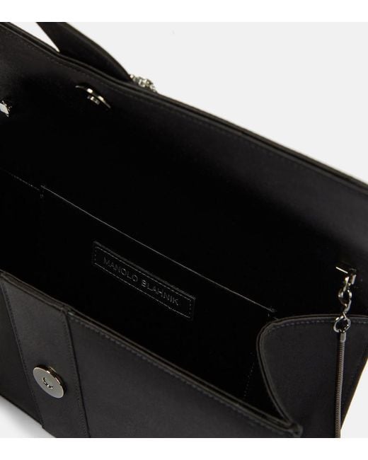 Manolo Blahnik Black Capri Embellished Satin Clutch