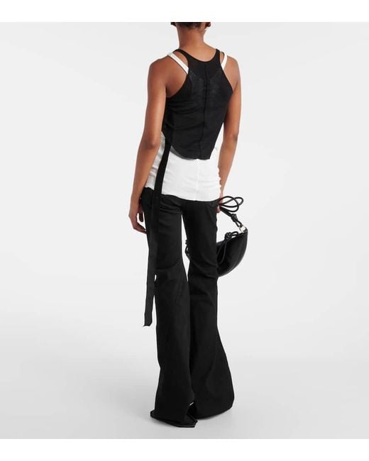 Tank top cropped DRKSHDW in jersey cotone di Rick Owens in Black