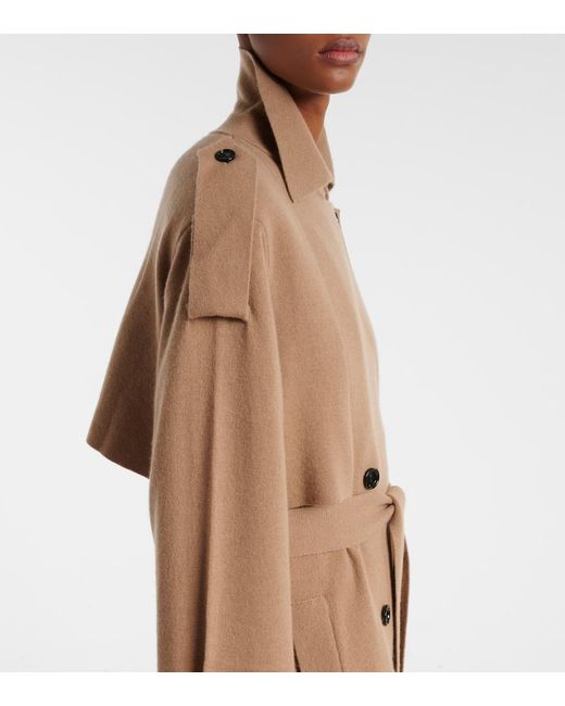 Jardin Des Orangers Brown Belted Wool And Cashmere Trench Coat