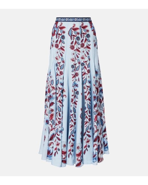 Farm Rio Blue Marcelle Pleated Maxi Skirt