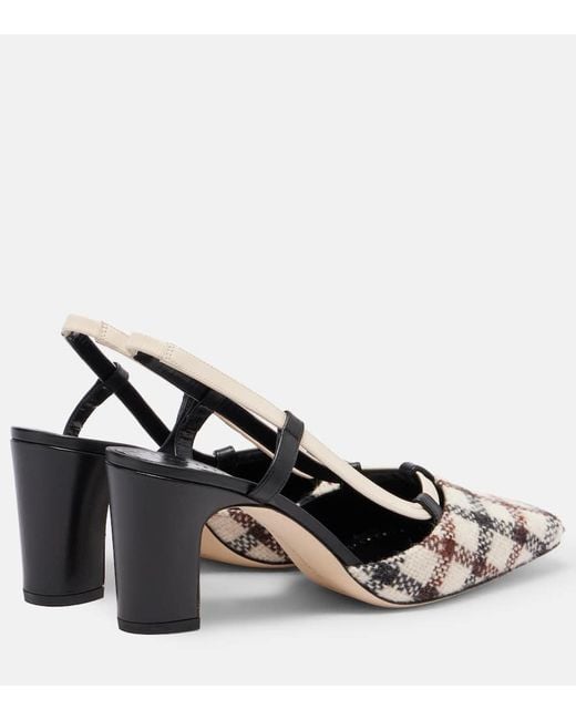 Manolo Blahnik Metallic Vestal Checked Slingback Pumps