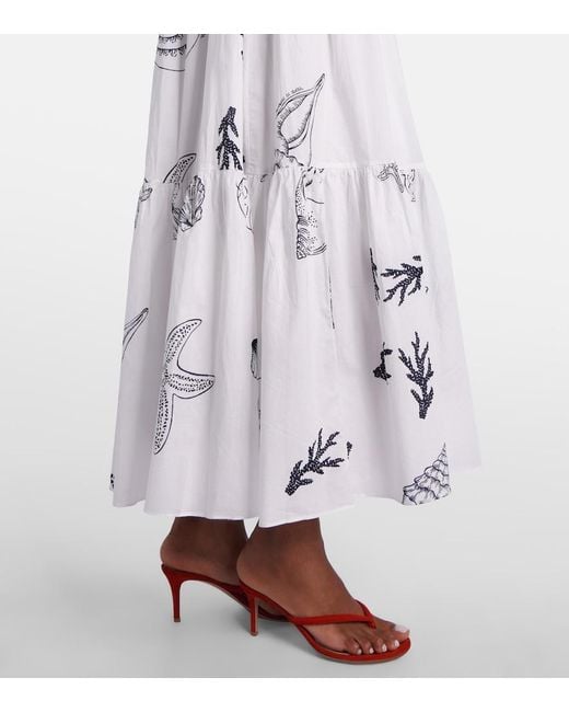 Poupette White Suzanne Shirred Cotton Muslin Maxi Dress