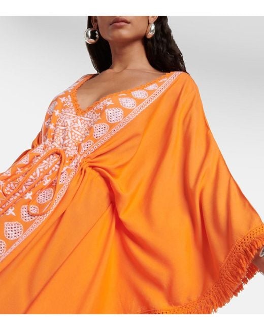 Melissa Odabash Orange Isabelle Embroidered Minidress