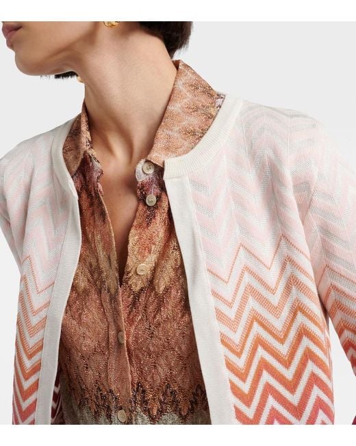 Missoni Pink Zigzag Cotton-Blend Cardigan