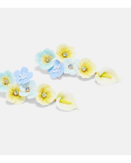 Jennifer Behr Blue Anarosa Embellished Floral Drop Earrings