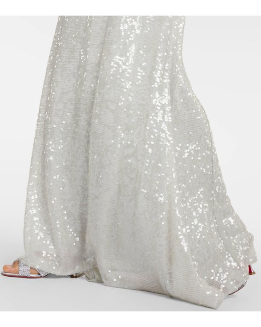 Erdem White Sequined Gown