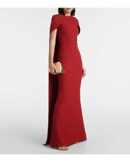 Safiyaa Red Ginkgo Caped Gown