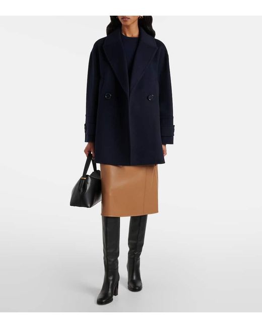 Max Mara Brown Faux Leather Midi Skirt