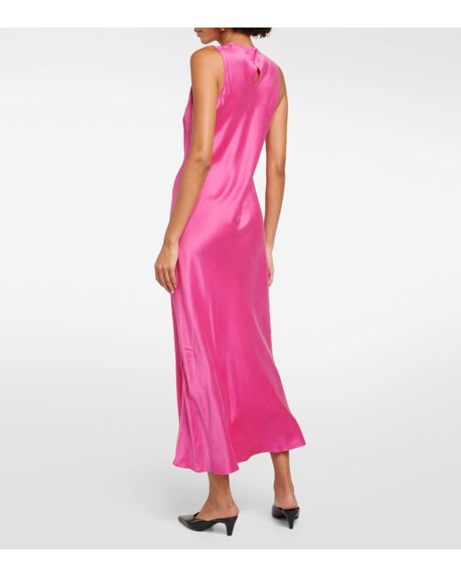 Robe longue Valencia en soie Asceno en coloris Pink