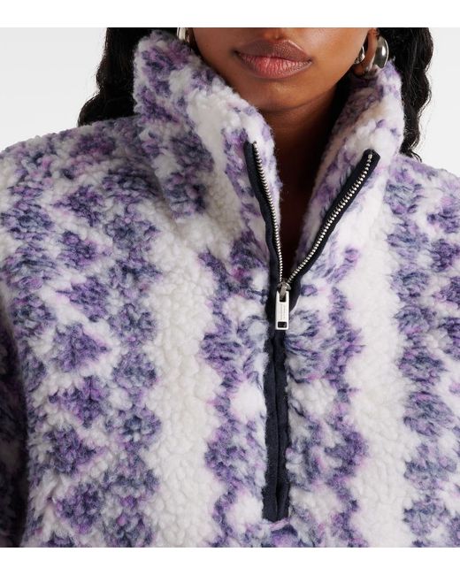 Isabel Marant Blue Marie Printed Teddy Half-Zip Sweater