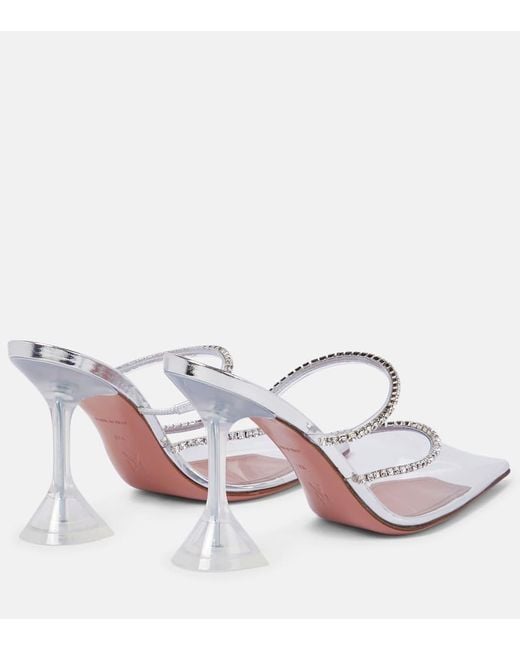 AMINA MUADDI Pink Gilda Embellished Pvc Mules