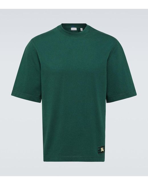 T-shirt in jersey di cotone di Burberry in Green da Uomo