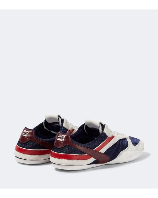 Miu Miu Blue Gymnasium Suede-Trimmed Sneakers for men
