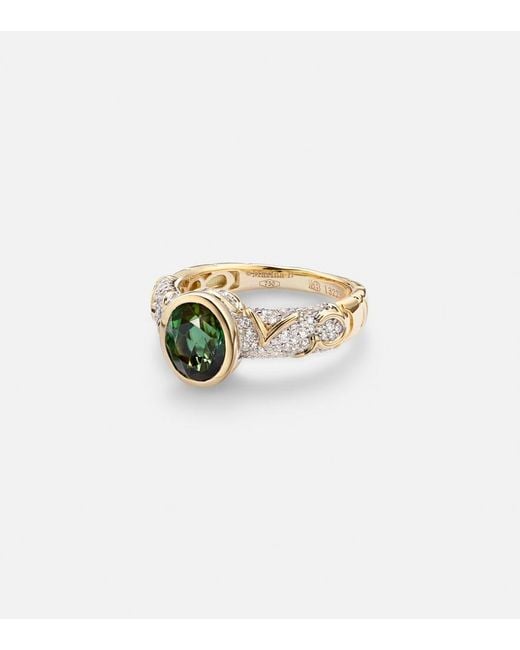 Marina B White Ondine 18Kt Ring With Diamonds And Tourmaline