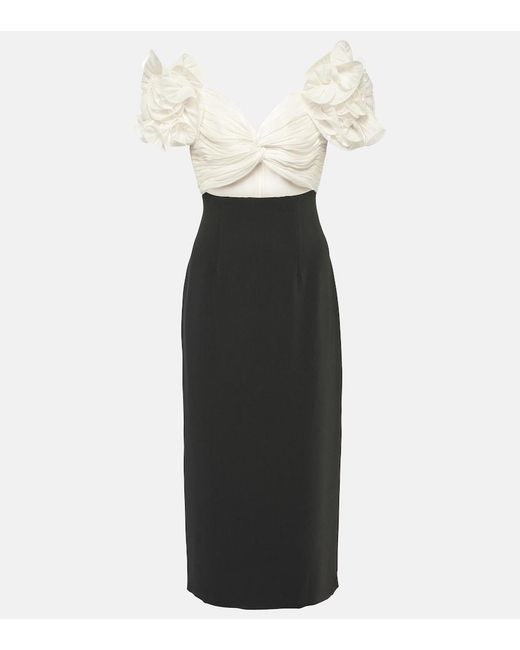 Costarellos White Ziselle Cutout Lurex And Crepe Midi Dress