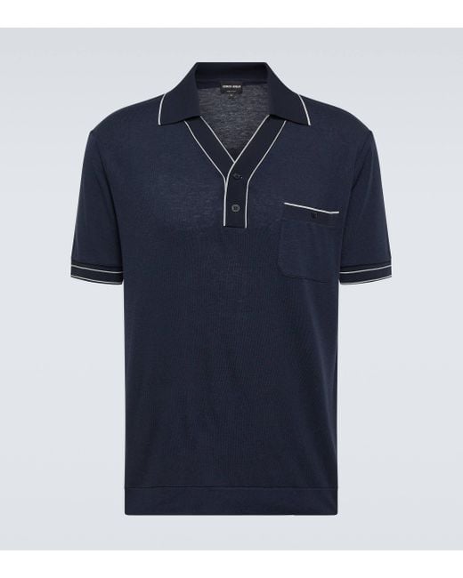 Giorgio Armani Blue Jersey Polo Shirt for men