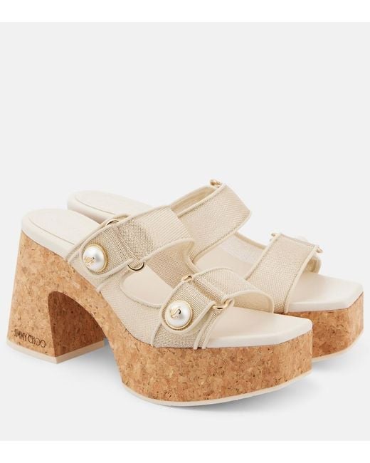 Jimmy Choo Natural Fayence 95 Platform Sandals