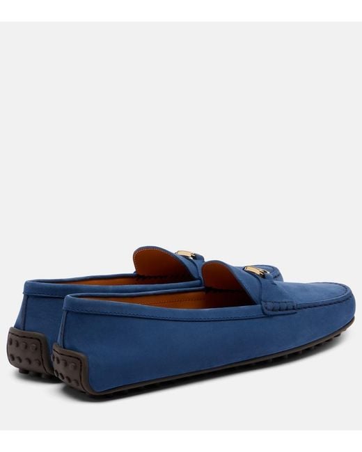 Tod's Blue Suede Loafers