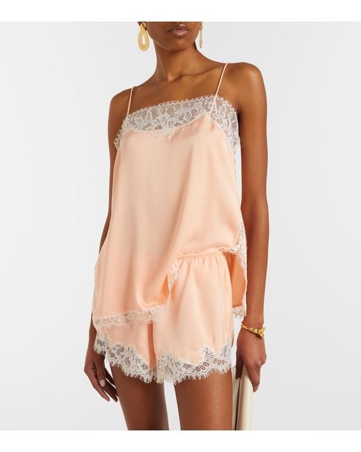 Faithfull The Brand Pink Hanna Lace-Trimmed Satin Camisole