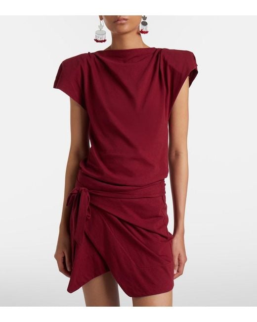 Isabel Marant Red Sebani Asymmetric Cotton T-Shirt