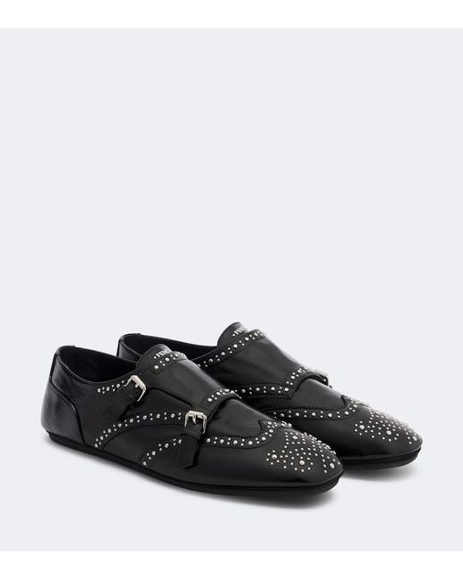 Fendi Black Studded Leather Monk Strap Shoes