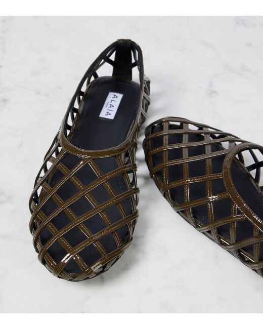 Alaïa Black Cage Leather Ballet Flats