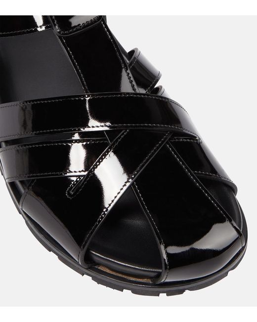 Dries Van Noten Black Patent Leather Sandals