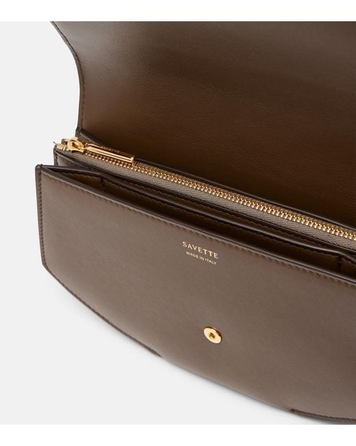 SAVETTE Brown Florence Leather Clutch