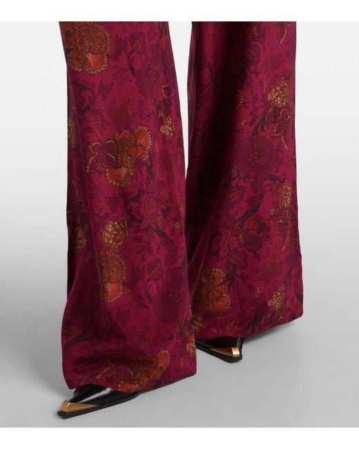 Ulla Johnson Red Aviva Silk Crepe De Chine Wide-Leg Pants