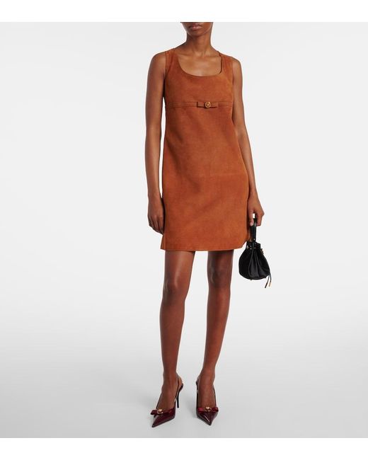 Robe En Daim Versace en coloris Brown
