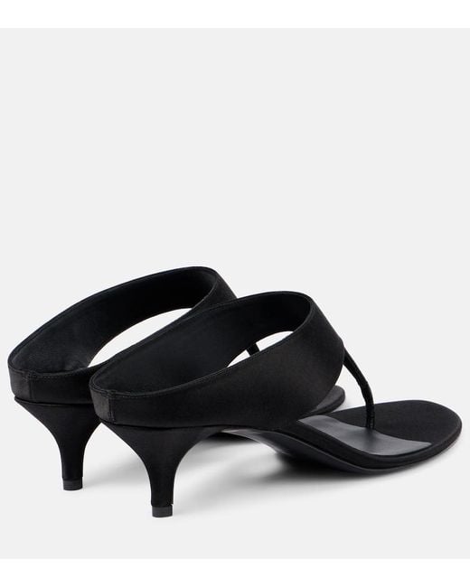 Magda Butrym Black 45 Satin And Leather Thong Sandals