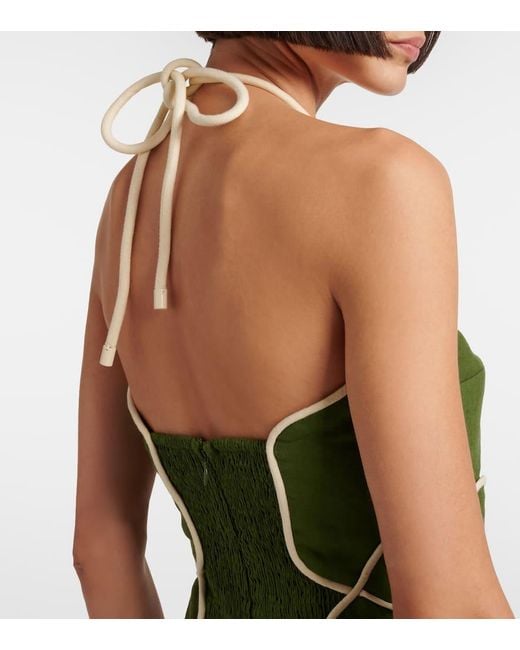 Vestido Corto En Mezcla De Lino Farm Rio de color Green