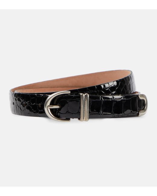 Khaite Black Bambi Croc-effect Patent Leather Belt
