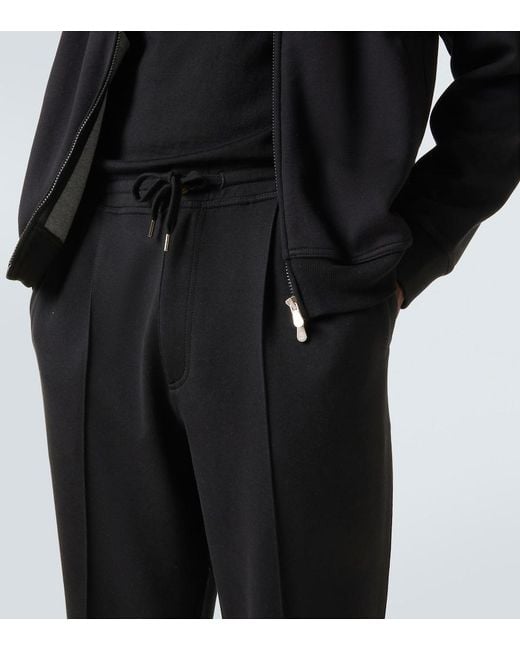 Brunello Cucinelli Black Cotton-Blend Sweatpants for men