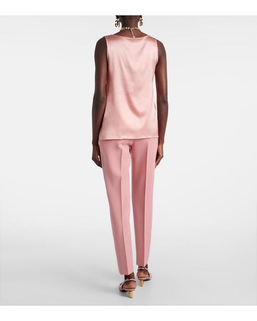 Dolce & Gabbana Pink Dg Silk-Blend Satin Top