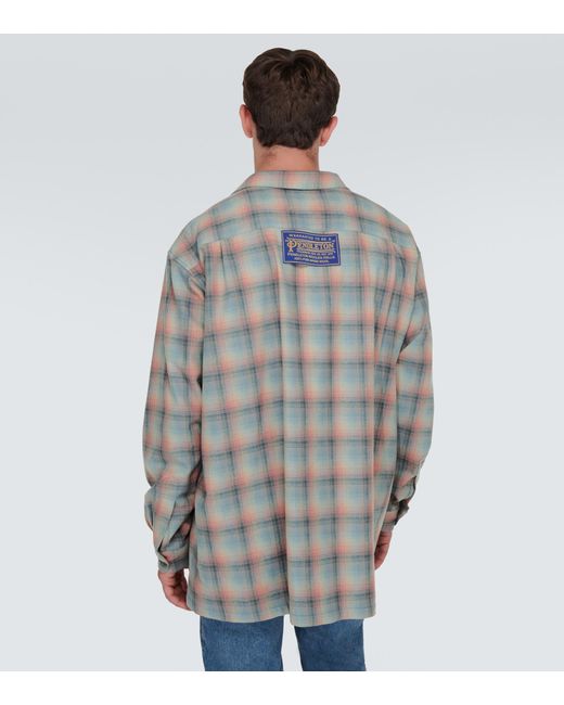 Maison Margiela Pendleton Checked Wool Shirt in Blue for Men | Lyst