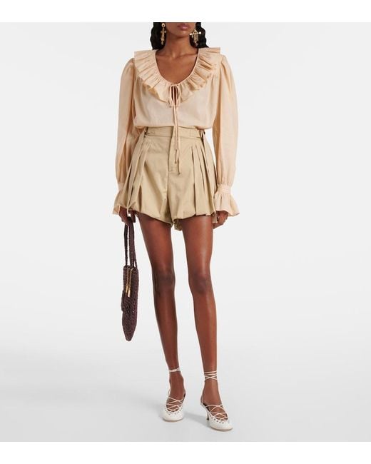 Chloé Natural Ruffled Cotton Voile Blouse