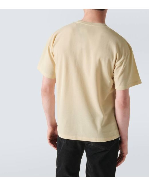 T-shirt Cassandre in pique di misto cotone di Saint Laurent in Natural da Uomo