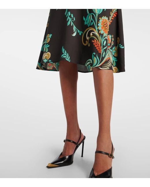 Etro Black Floral Midi Dress