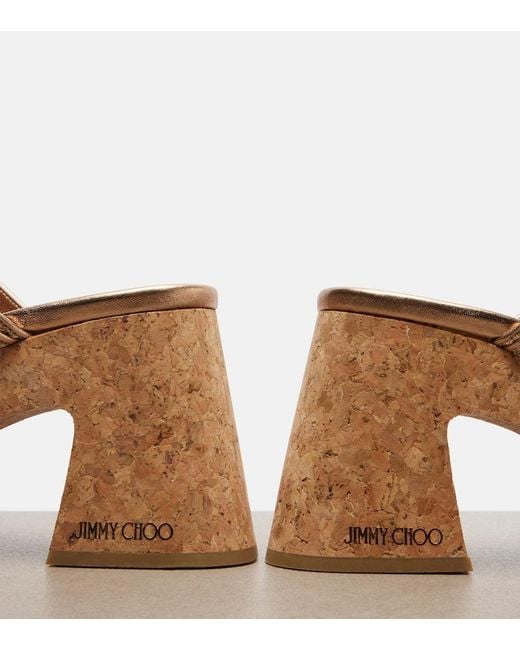 Jimmy Choo Brown Fayence Raffia-Effect Platform Sandals