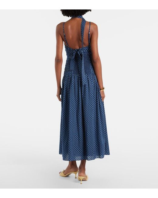 Posse Blue Edie Polka-Dot Midi Dress