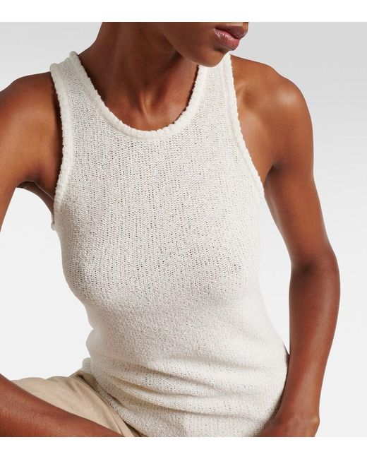 Totême  White Boucle-Knit Tank Top